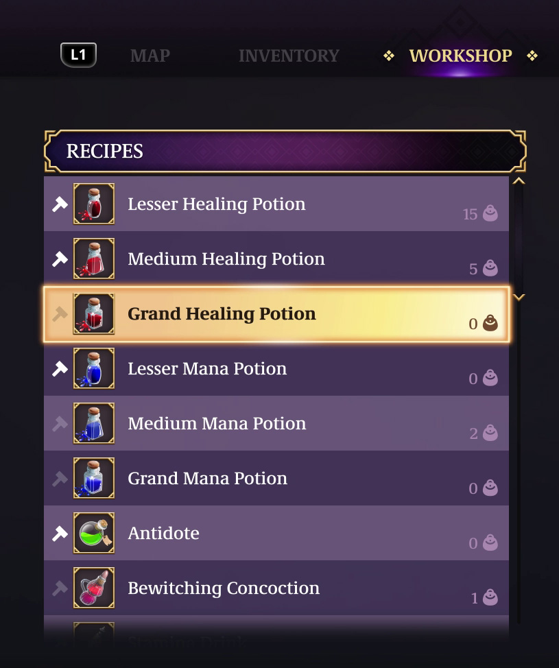 Crafting Menu Animation